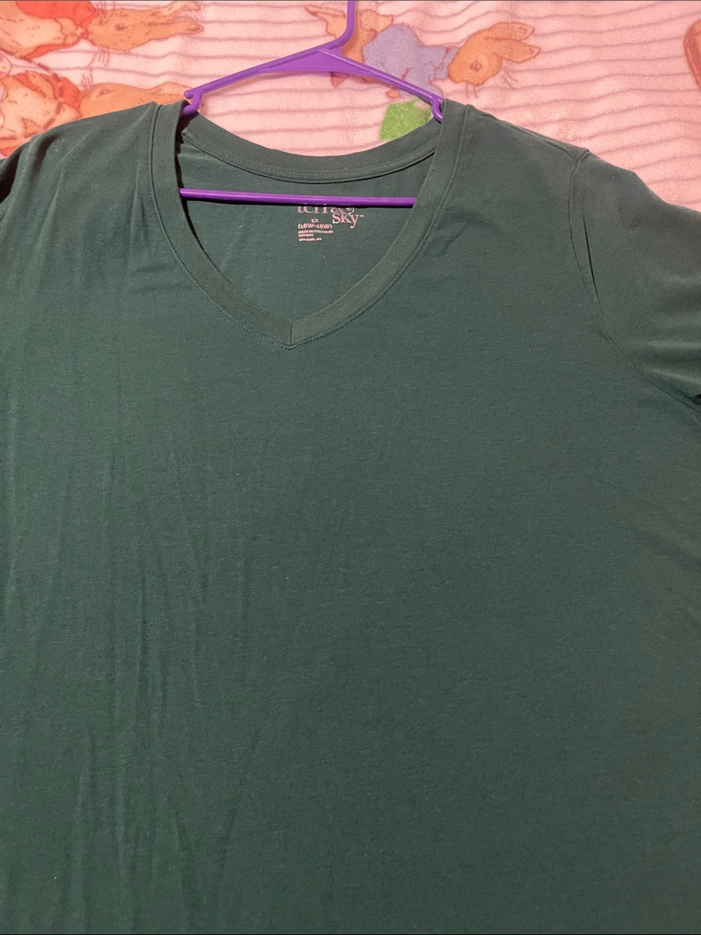 Terra & Sky Women's Short Sleeve V-Neck Tee — Dark Green
